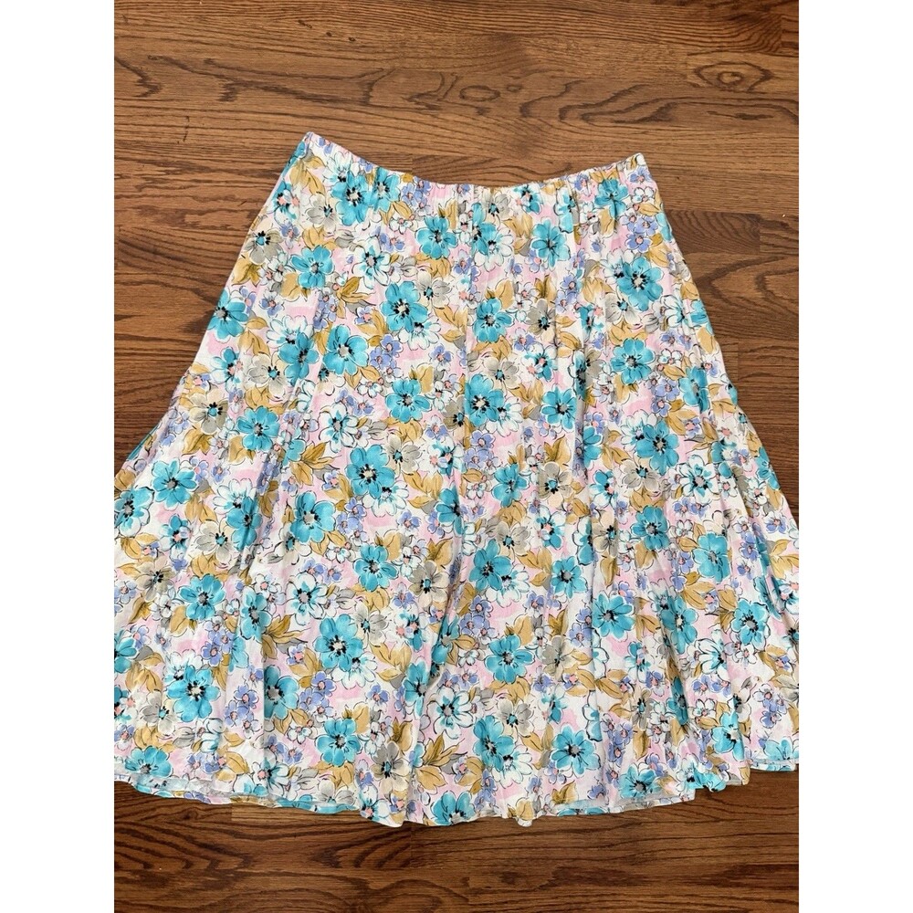 Woman Within Floral Skirt 1X 22/24 Plus Linen Blend Boho Vacay